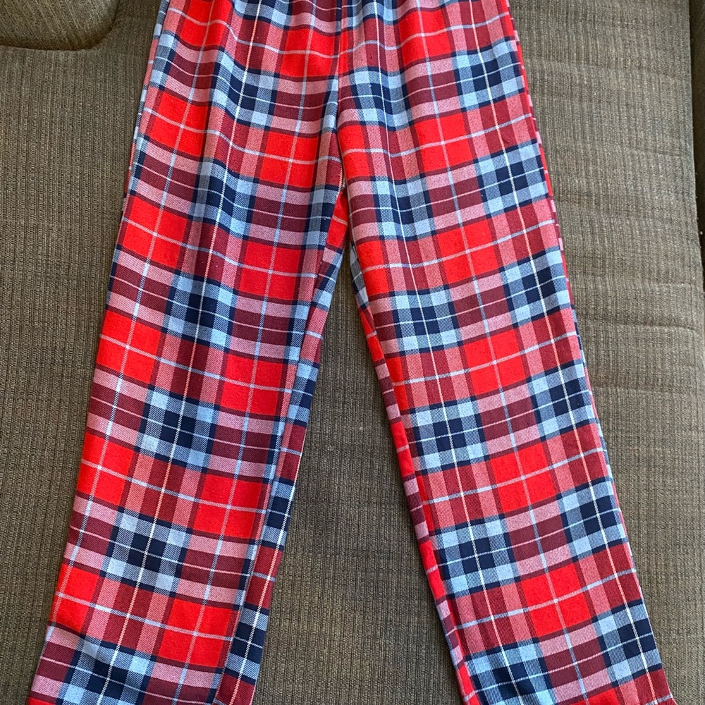 Lands' End Red and Blue Plaid Kids Pajama Bottoms